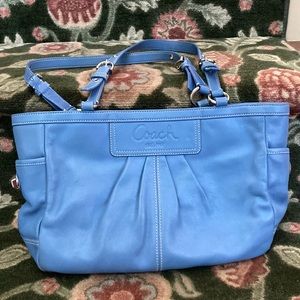 Beautiful Vintage Blue Coach Leather Purse w/ Double Side Latches